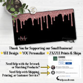 Zwart Roos Gold Sparkle Glitter Drift Monogram Bureaumat