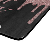 Zwart Roos Gold Sparkle Glitter Drift Monogram Snijplank (Hoek)