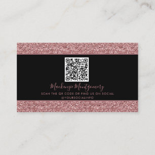 Zwart Roos Gold Sparkle Glitter Drift QR-code Visitekaartje
