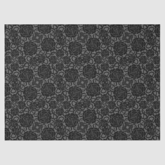 Zwart Roos Gothic Lace Achtergrondontleding Tissuepapier (Voorkant)
