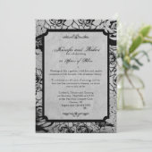 Zwart Roos Gothic Lijst Wedding Jubileum Kaart (Staand voorkant)