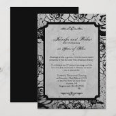 Zwart Roos Gothic Lijst Wedding Jubileum Kaart (Voorkant / Achterkant)