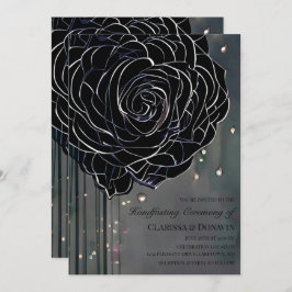 Zwart Roos Gothic Moody Elegant Handfasting Kaart