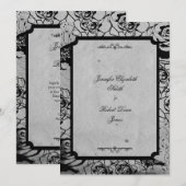 Zwart Roos Gotisch Lijst bruiloft uitnodiging (Voorkant / Achterkant)