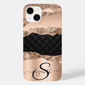 Zwart Roos Goud Glitter Sequins Case-Mate iPhone Case (Achterkant)
