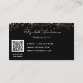 Zwart roos goud glitter stof elegant QR-code Visitekaartje (Achterkant)