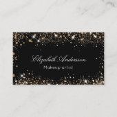 Zwart roos goud glitter stof elegant QR-code Visitekaartje (Voorkant)