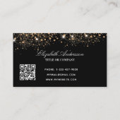 Zwart roos goud logo glitter stof elegant QR-code Visitekaartje (Achterkant)