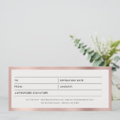 Zwart Roos Goud Zakelijk Cadeaubon (Staand voorkant)