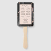 Zwart Roos Gouden Agaat Blush Bruiloft Programma Handwaaier (Achterkant)