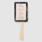 Zwart Roos Gouden Agaat Blush Bruiloft Programma Handwaaier (Voorkant)