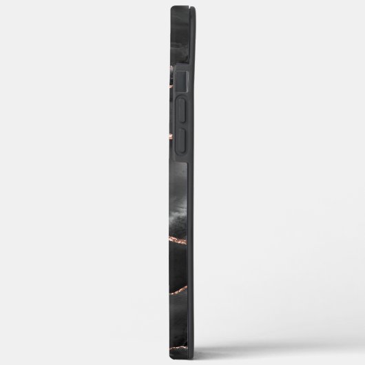 Zwart Roos Gouden Agaat Modern Monogrammed Case-Mate iPhone Case (Achterkant / Links)