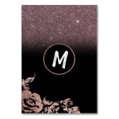 Zwart Roos Gouden Glitter Bloemen Tafelnummers (Achterkant)