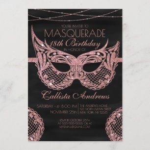 Zwart Roos Gouden Glitter Kant Masquerade Verjaard Kaart