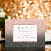 Zwart roos gouden glitter ombre RSVP bruiloft
