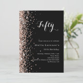 Zwart roos gouden luxeverjaardag kaart (Staand voorkant)