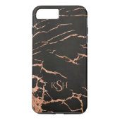 Zwart & Roos-gouden marmeren crackles Case-Mate iPhone Case (Achterkant)