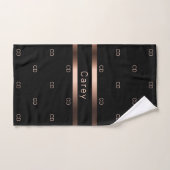 Zwart roos goudmonogram initiaal patroonnaam bad handdoek (Handdoek)