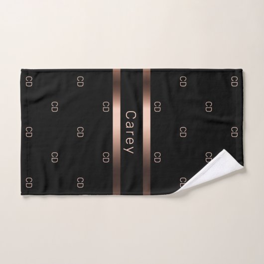 Zwart roos goudmonogram initiaal patroonnaam bad handdoek (Handdoek)