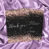 Zwart roos goudsparken script bedankt kaart