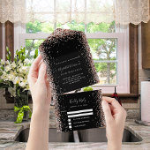 Zwart roos goudstaartglitter verjaardag rsvp all in one uitnodiging