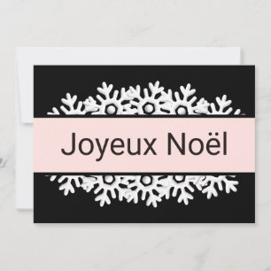 Zwart, Roos kwarts en witte sneeuwvlokken Feestdagenkaart