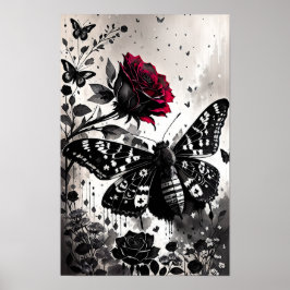 Zwart Roos Poster