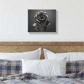 Zwart Roos print (Insitu (Slaapkamer))