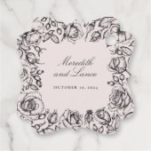  zwart Roos schets bruiloft gunst Bedankjes Labels (Achterkant)