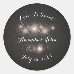 Zwart Roos Strokes Save the Date Love is Sweet Ronde Sticker