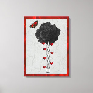 Zwart Roos van liefde Canvas Afdruk