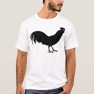 Zwart Rooster Bird Print T-shirt