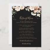 Zwart Royal Floral Bruiloft Kussen Menu Spel Kaart (Voorkant)