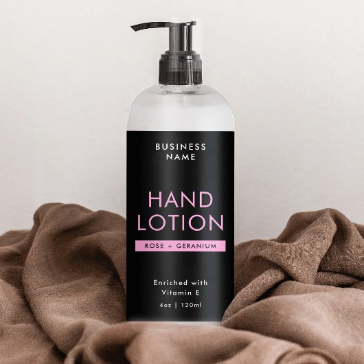 Zwart & Roze 4 OZ Cosmetische Fles Wrapper Label