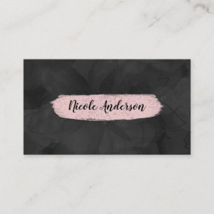 Zwart & Roze Aquarel Bloem Glam Moderne Kwast Visitekaartje