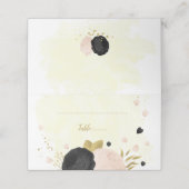 zwart & roze bloemen gouden botanische bruiloft (Buitenkant ongevouwen)