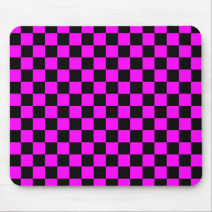 Zwart + Roze Check Checkerboard Patroon Muismat