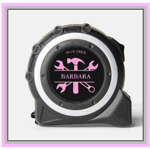 Zwart Roze Dames Tool Set Naam Datum Rolmaat