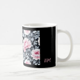 zwart & roze elegante  Floral Koffiemok