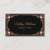 Zwart Roze Elegante Kalligrafie QR Code Visitekaartje (Voorkant)