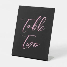 Zwart roze elegante tafelnummers voor de bruiloft reclamebord met voetstuk