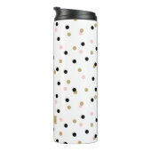 Zwart Roze en Gouden Confetti Stippen Monogram Thermosbeker (Geroteerd rechts)