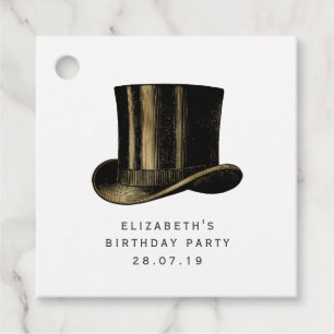 Zwart, roze en gouden Steampunk Bedankjes Labels