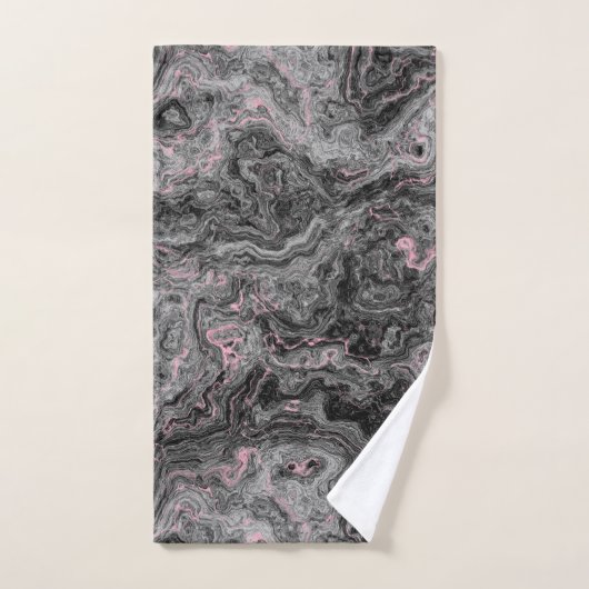 Zwart, Roze en Grijs abstract Marmer Bad Handdoek (Handdoek)
