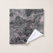 Zwart, Roze en Grijs abstract Marmer Bad Handdoek (Wasdoekje)