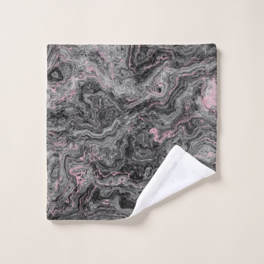 Zwart, Roze en Grijs abstract Marmer Bad Handdoek (Wasdoekje)