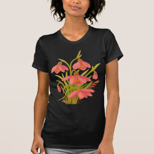 Zwart, Roze en Groen Bloemend T-shirt