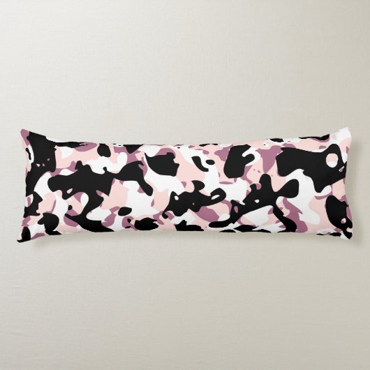 Zwart, roze en roodroze Camo Body Pillow Lichaamskussen (Voorkant)