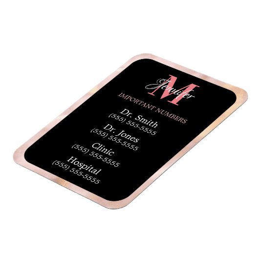 Zwart roze en witte belangrijke getallen, gemonogd magneet (Linkerzijde)