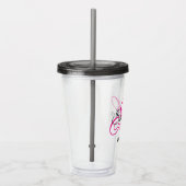 Zwart-roze Fancy Monogram Bridesmaid Acryl Drinkbeker (Rechts)